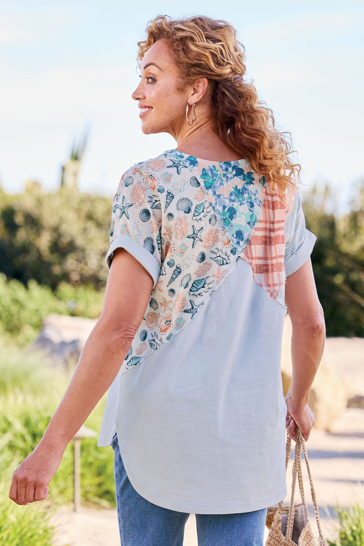 Mixed Media Print V Neck SS Tunic - thumbnail 6
