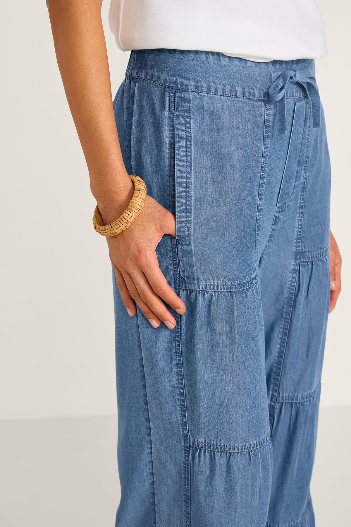 TENCEL™ Ruched Wide Leg Pull On Pants - thumbnail 4