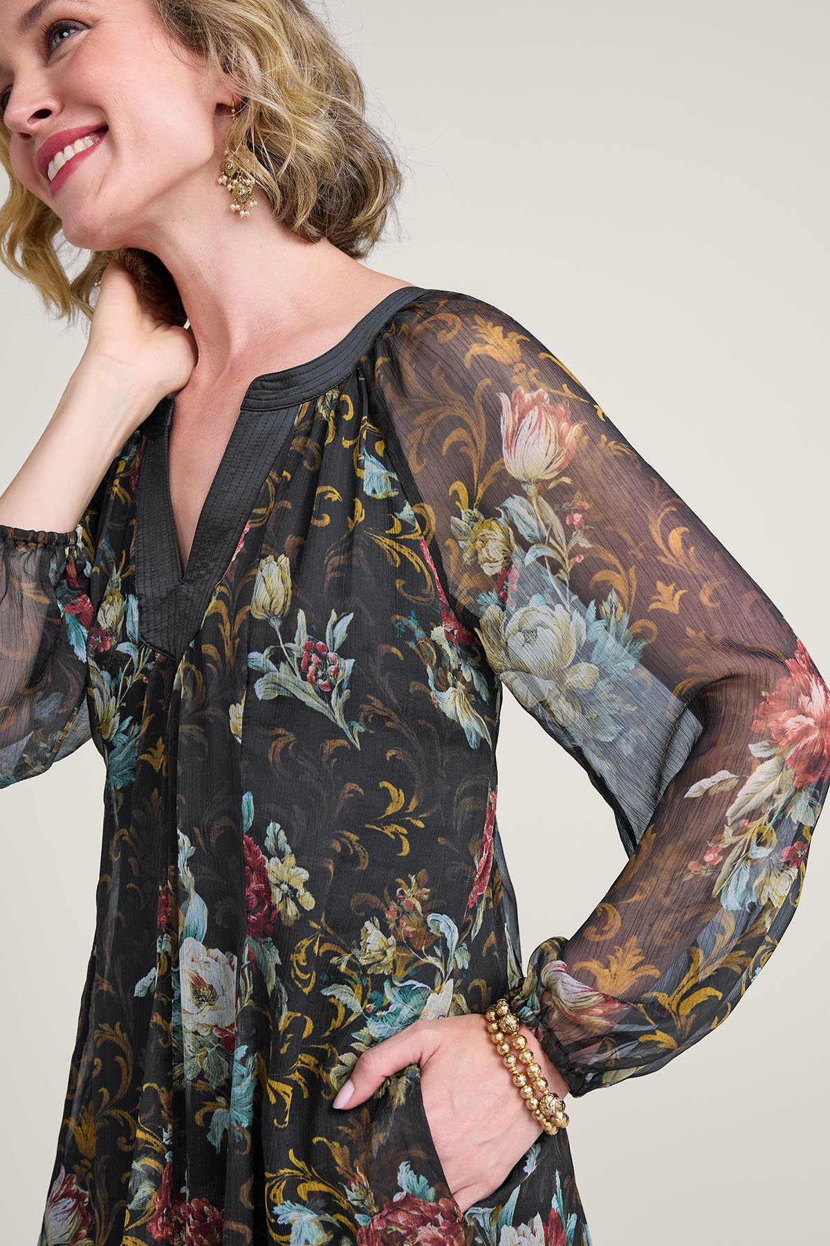Midnight Bloom Chiffon Maxi Dress - thumbnail 4