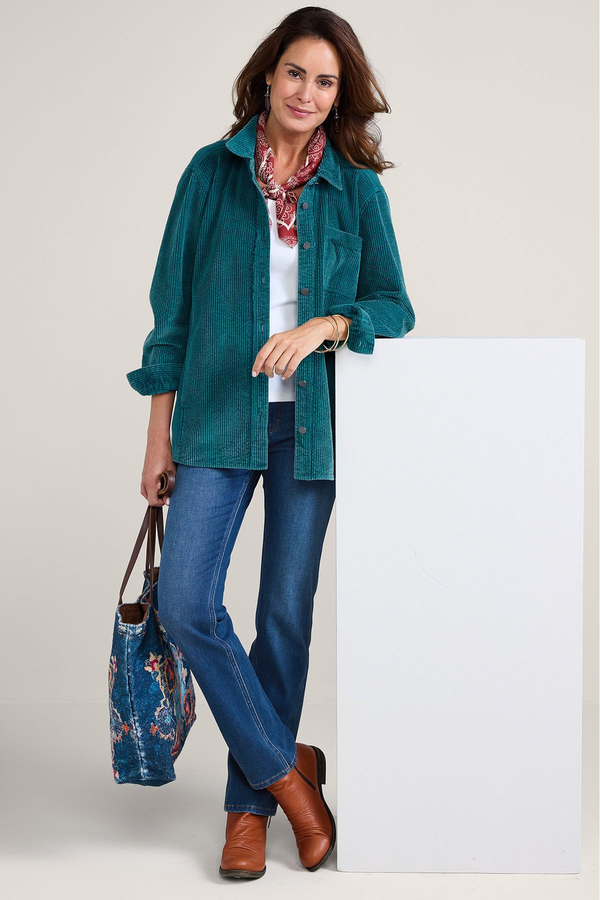 Corduroy Mixed Media Shacket - thumbnail 3