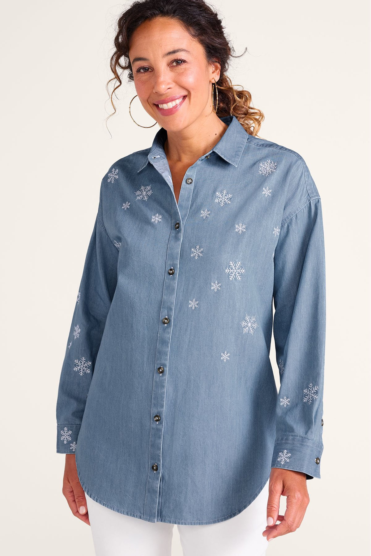 Je Veux Snowflake Chambray Big Shirt