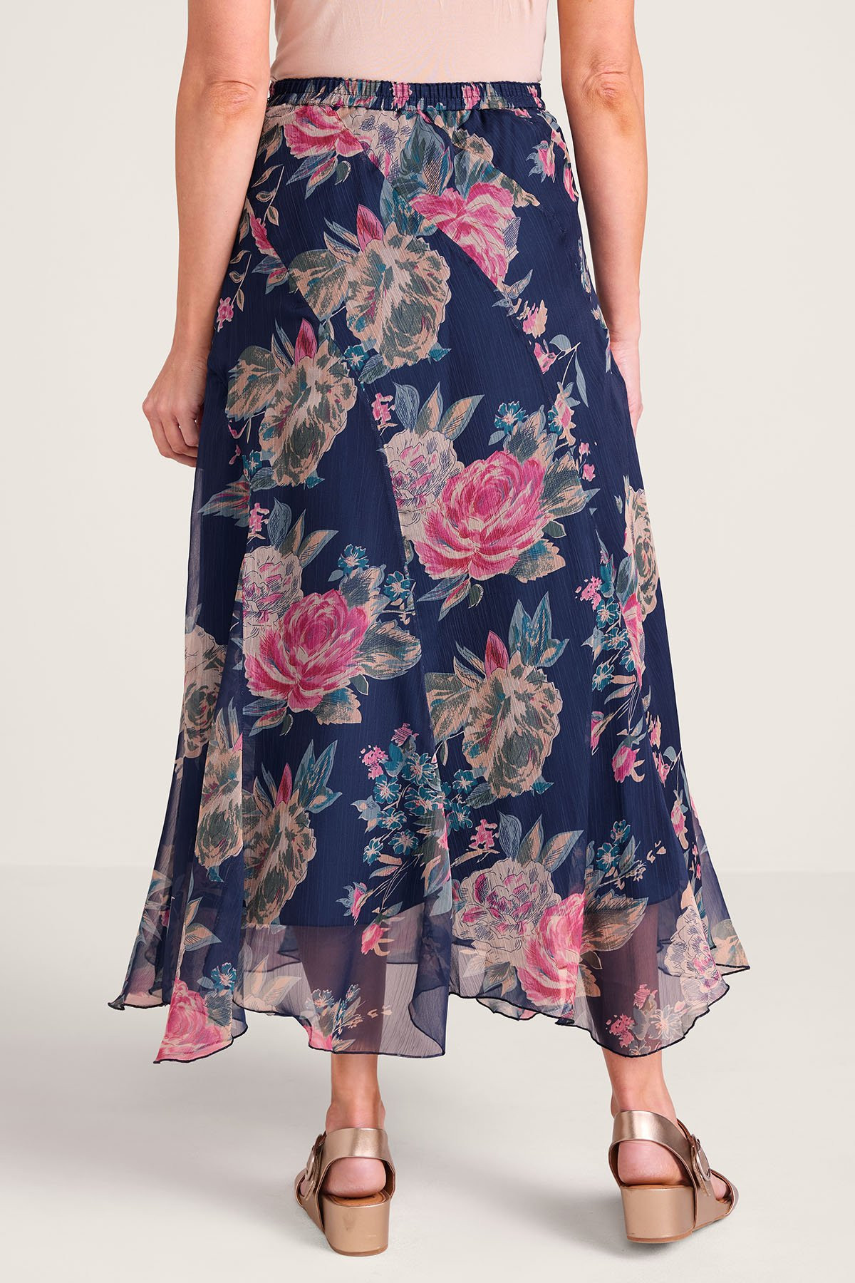 Floral Chiffon Paneled Maxi Skirt - thumbnail 4