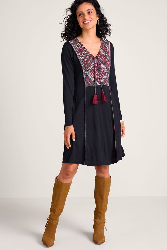 Geo Aura Long Sleeve Knit Short Dress