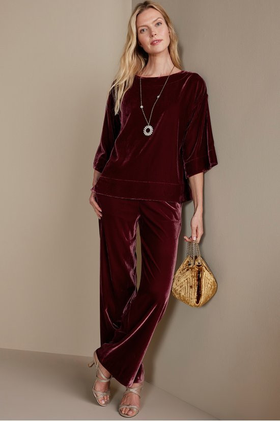 Aria Velvet Wide Leg Pants - thumbnail 6