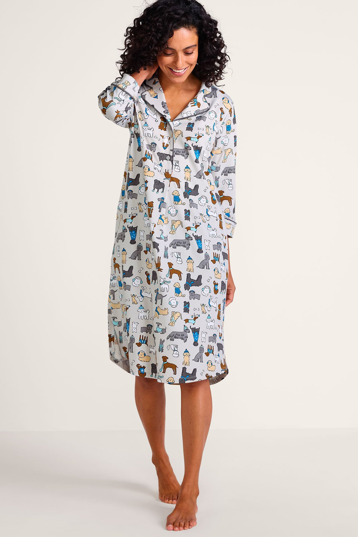 Dream Scene 3/4 Sleeve Knit Nightshirt