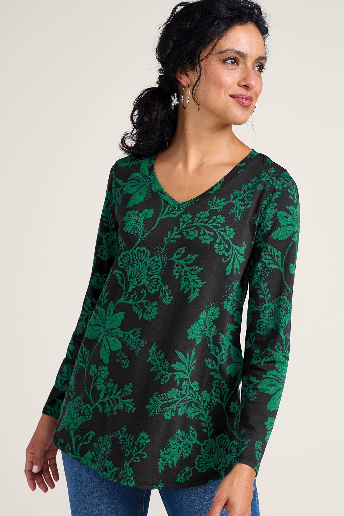 Isabel Noir Bloom LS Cotton Tunic