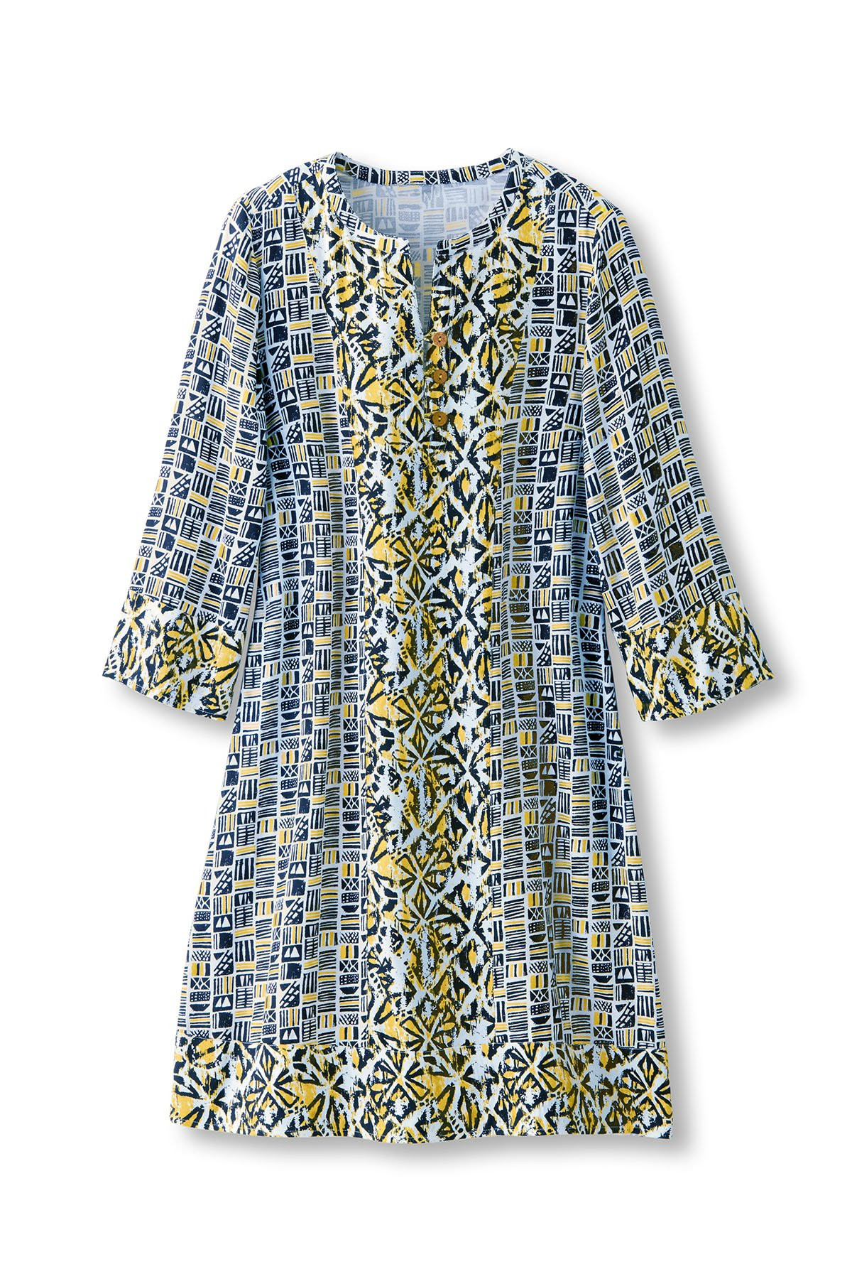 Geo Foil Print Crepe ¾ Slv Short Dress - thumbnail 2