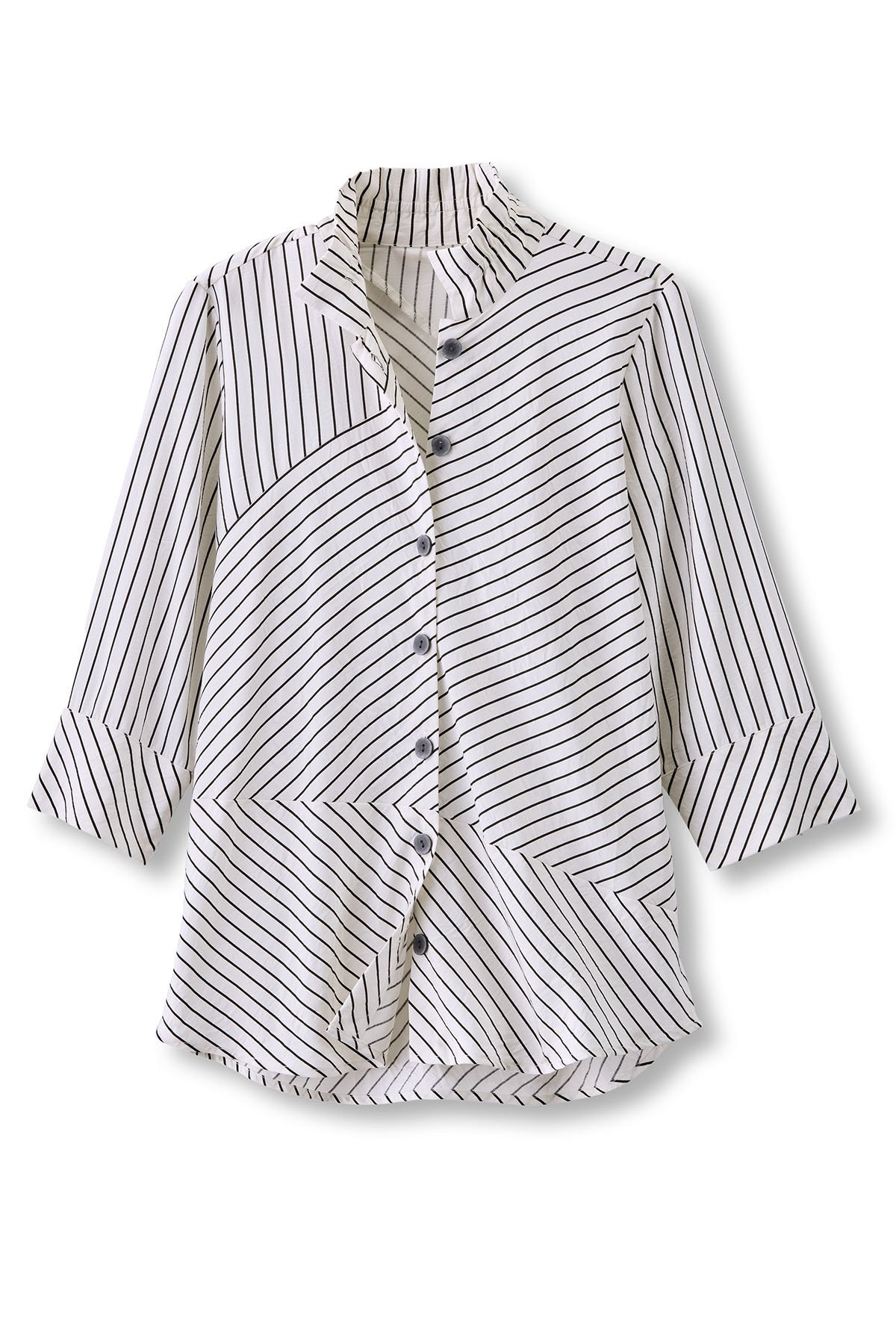 Directional Stripe Btn Front ¾ Slv Tunic - thumbnail 2