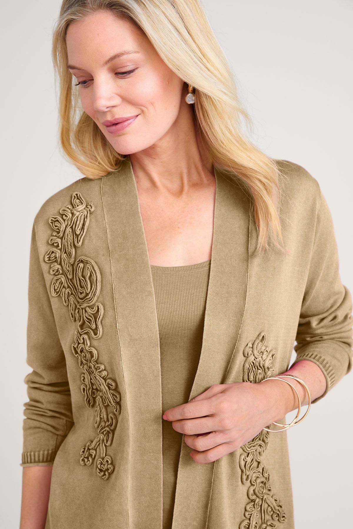 Soutache Detail Open Front Cardi - thumbnail 5