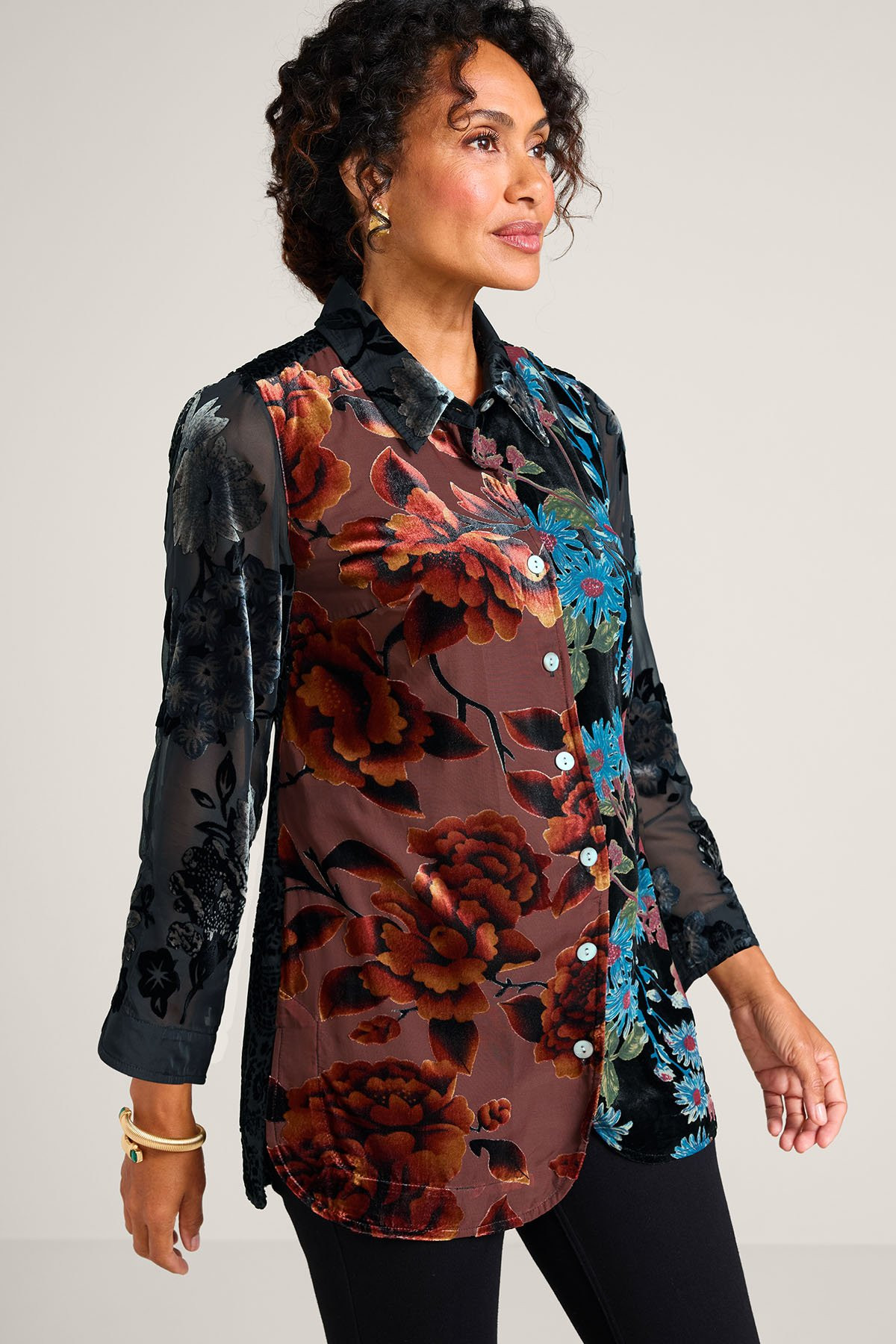 Velvet Opus Burnout Bracelet Sleeve Tunic - thumbnail 6