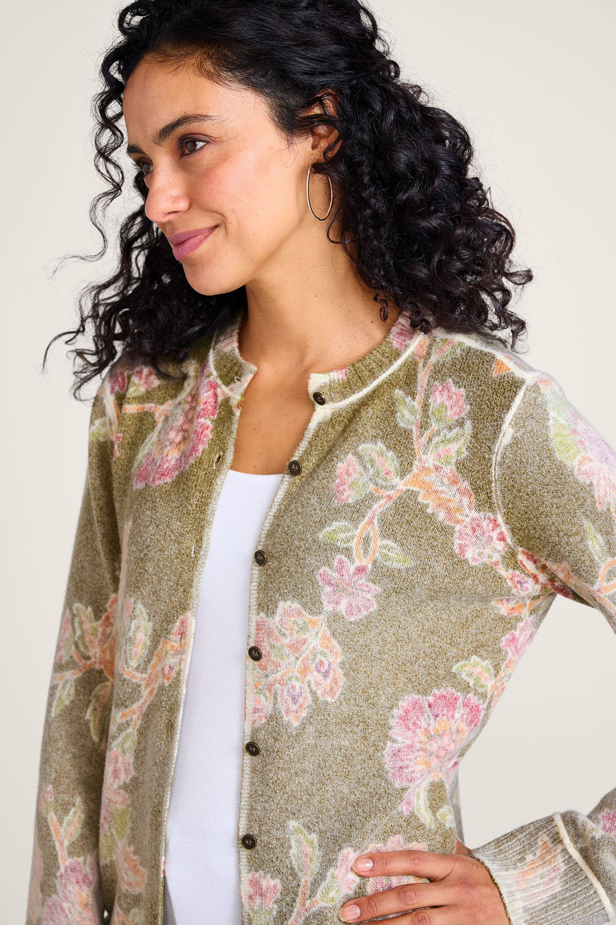Floral Print Btn Front Cardigan - thumbnail 5