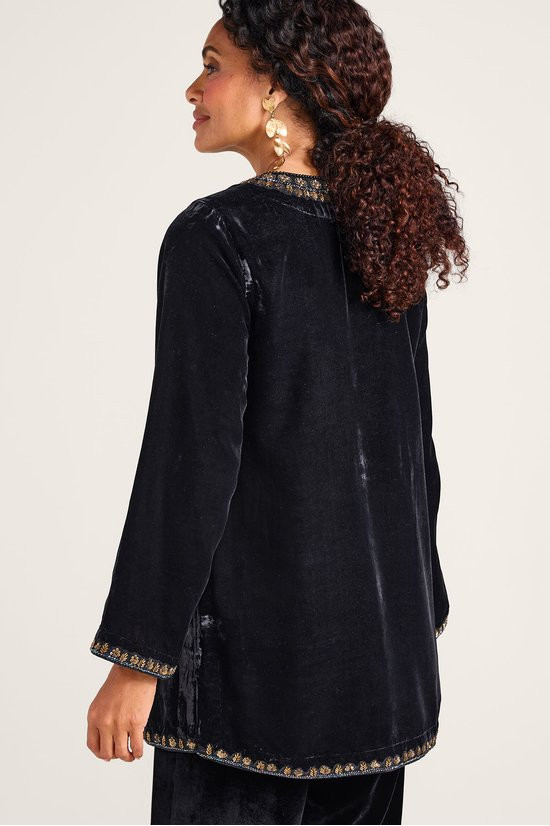 Estrella Embellished Velvet Tunic - thumbnail 4