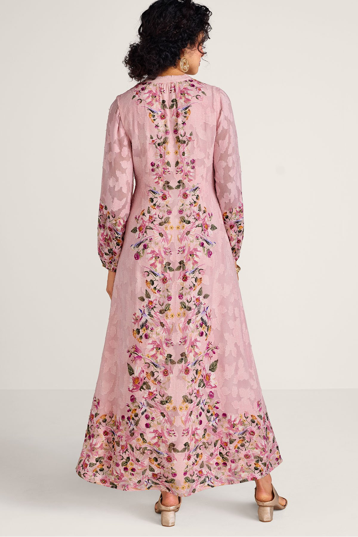 Floral Burnout Jacquard LS Maxi Dress - thumbnail 3