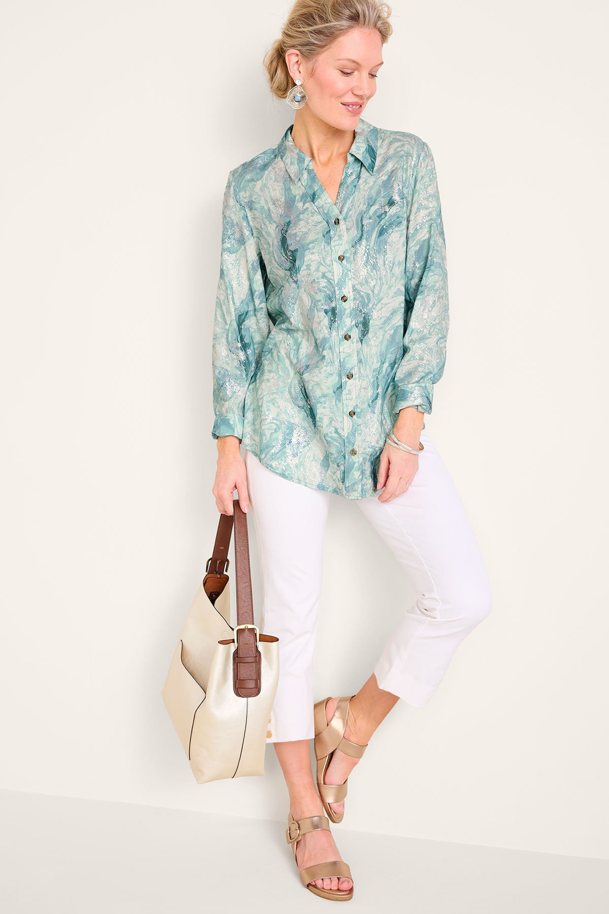 Metallic Marble Print LS Big Shirt - thumbnail 3