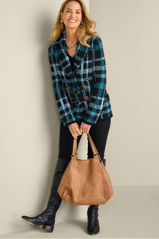Alpine Plaid Sweater Coat - thumbnail 2