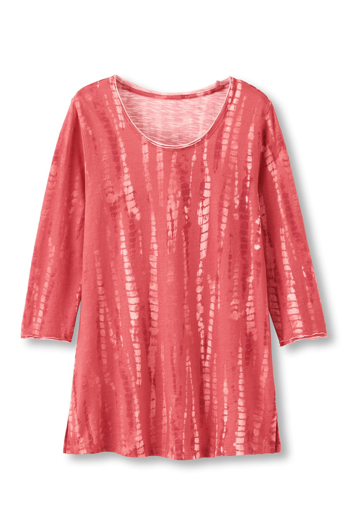 Slub Knit Jewel Neck 3/4 Slv Tunic - thumbnail 3
