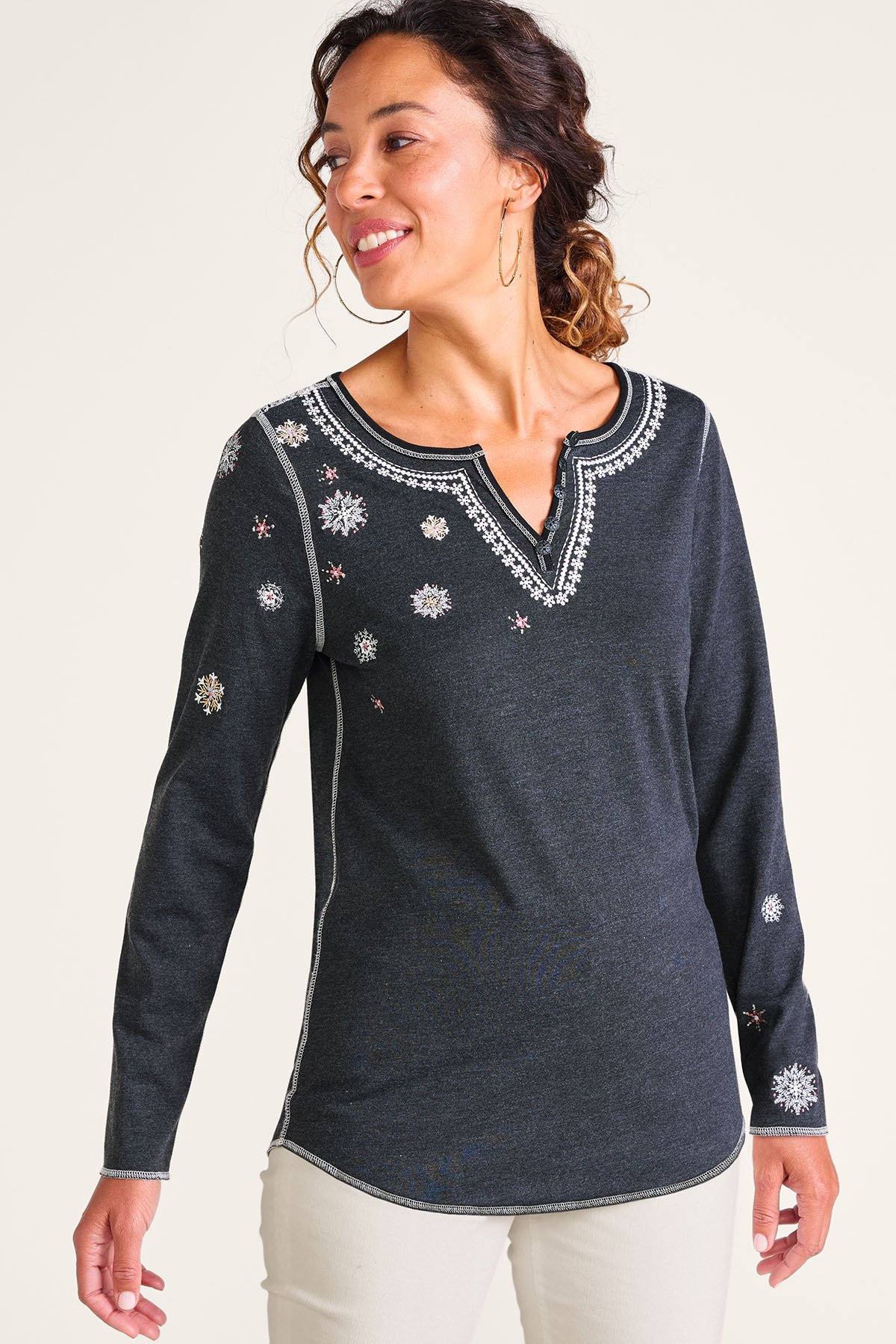 Let It Snow Long Sleeve Knit Top