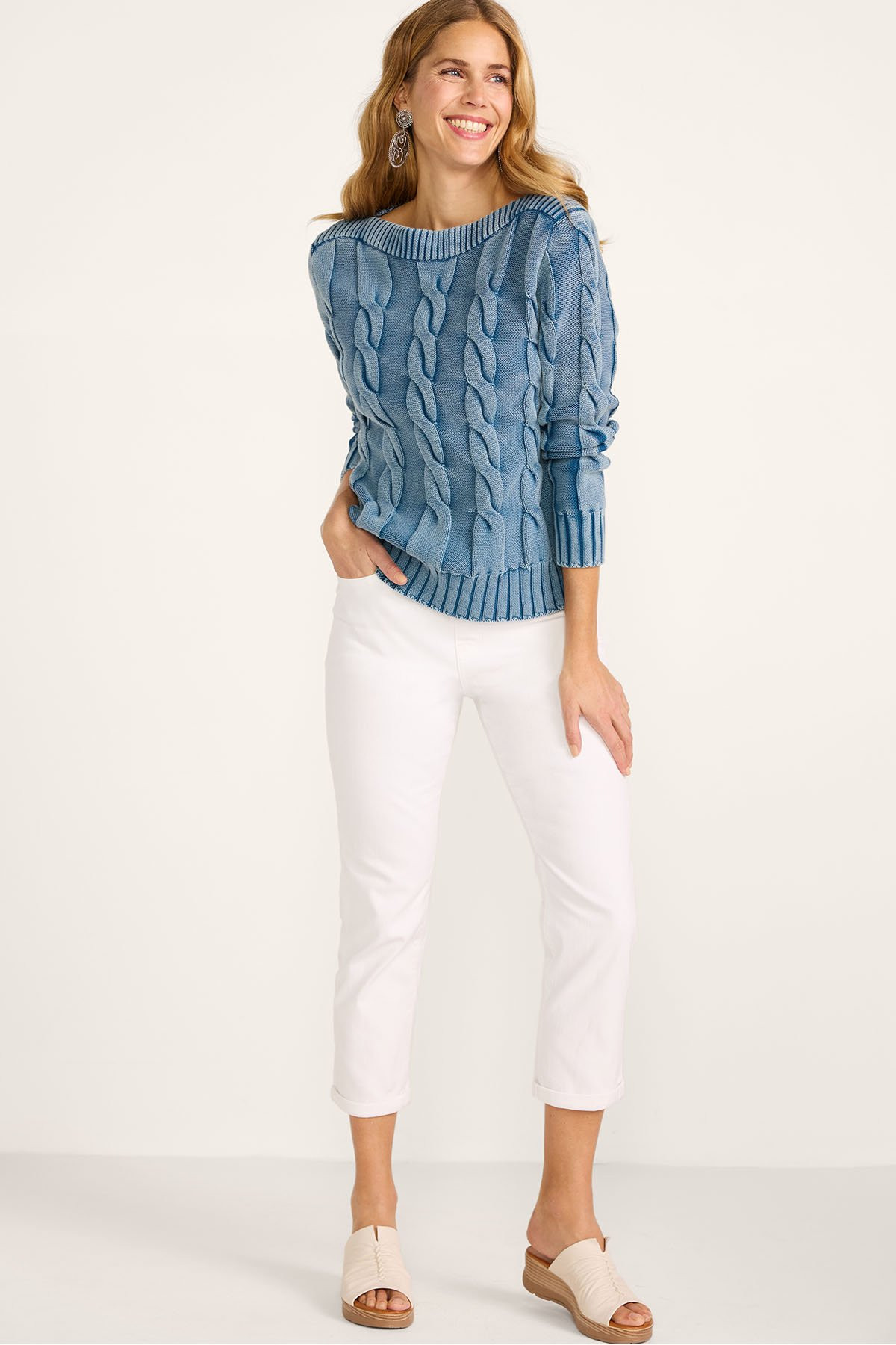Lofty Cable Boatneck Swtr - thumbnail 3