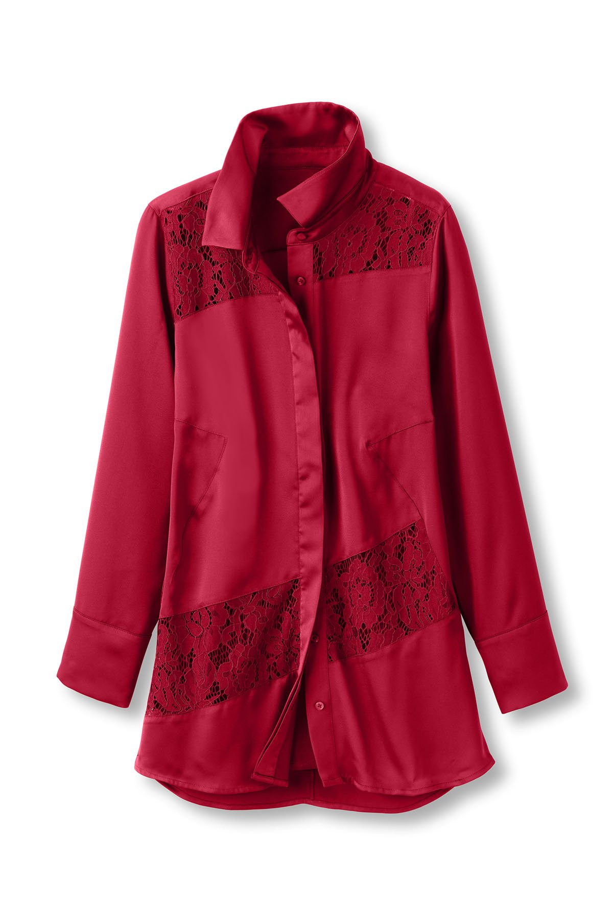 Satin Lace Btn Front Tunic And Cami - thumbnail 2