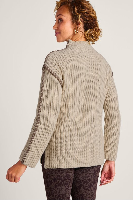 Whip Stitch Mock Neck Shaker Sweater - thumbnail 4