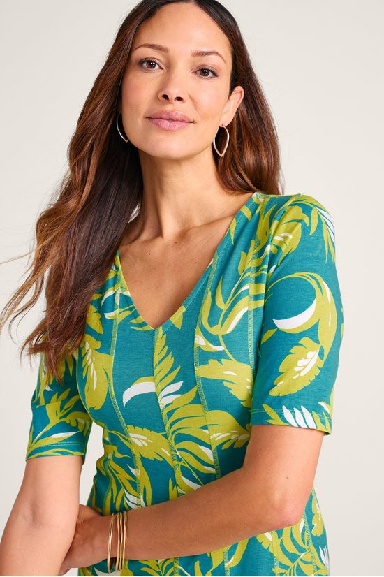 Palm Print Knit Maxi Dress - thumbnail 4