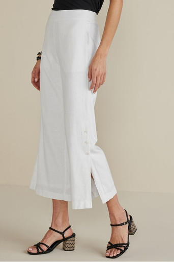 Catania Linen Blend Wide Leg Crop Pants - thumbnail 4
