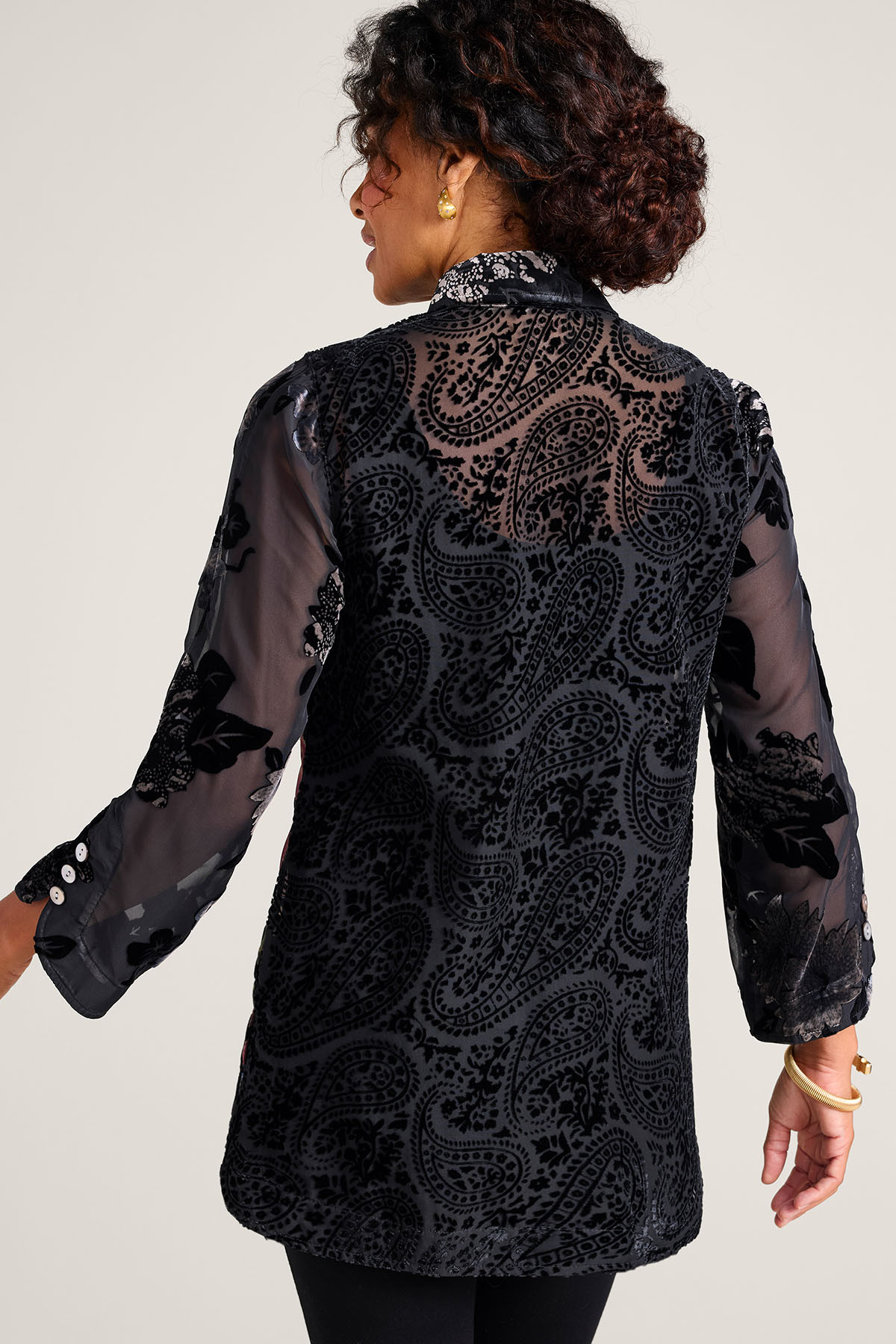 Velvet Opus Burnout Bracelet Sleeve Tunic - thumbnail 4
