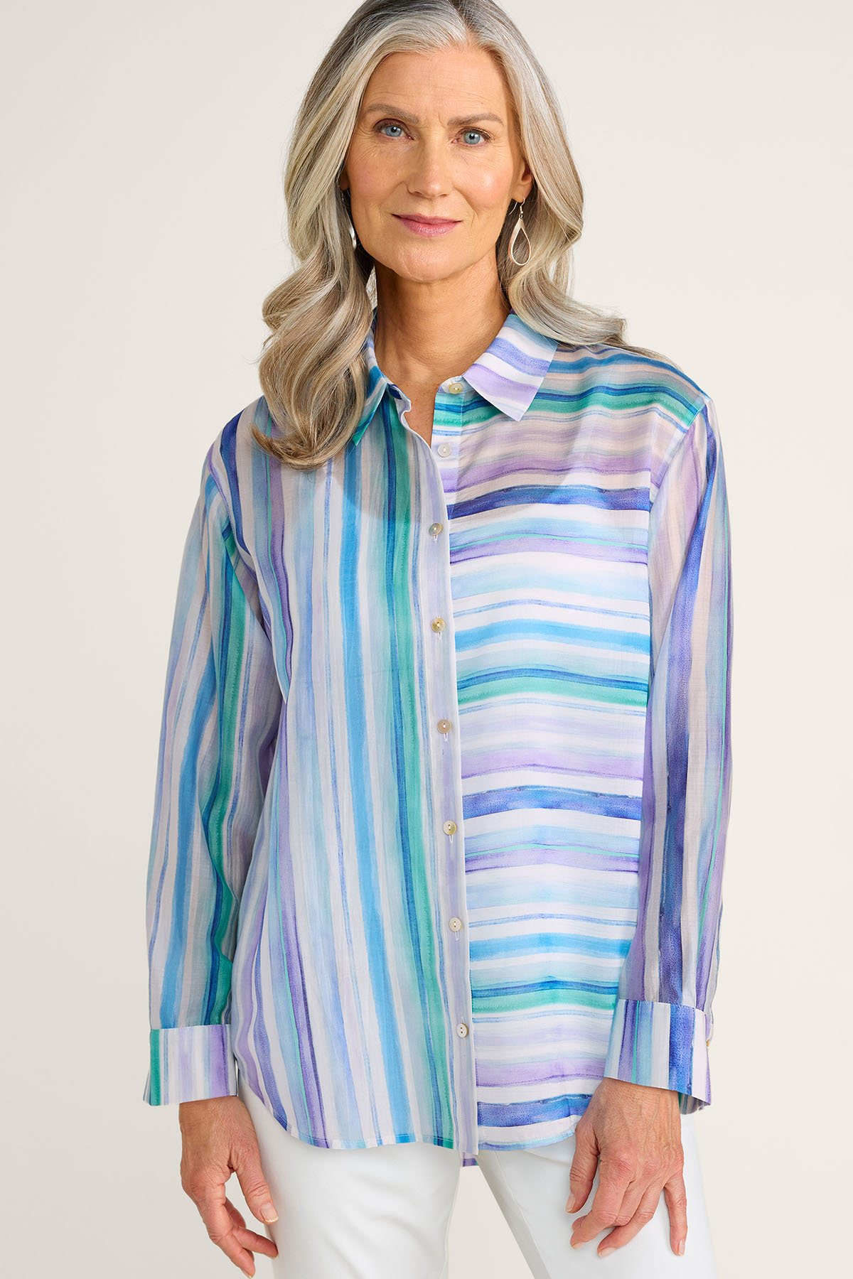 Multi Stripe Lyocell LS Big Shirt