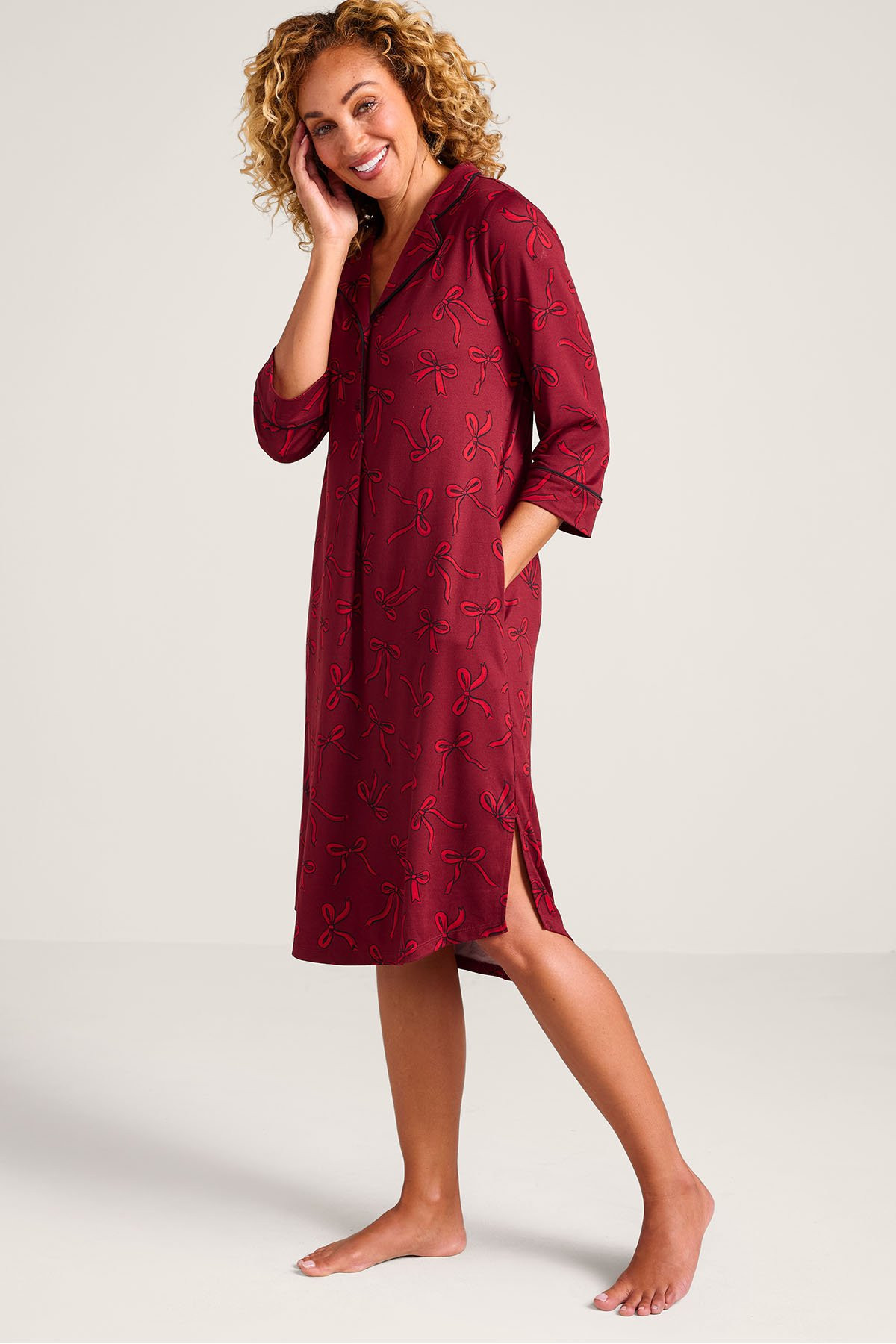 Dream Scene 3/4 Sleeve Knit Nightshirt - thumbnail 9