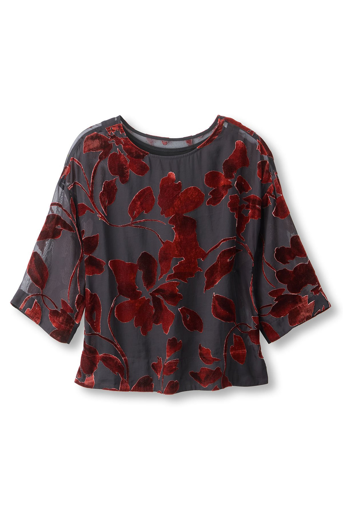 Aria Velvet Burnout ¾ Slv Top - thumbnail 2