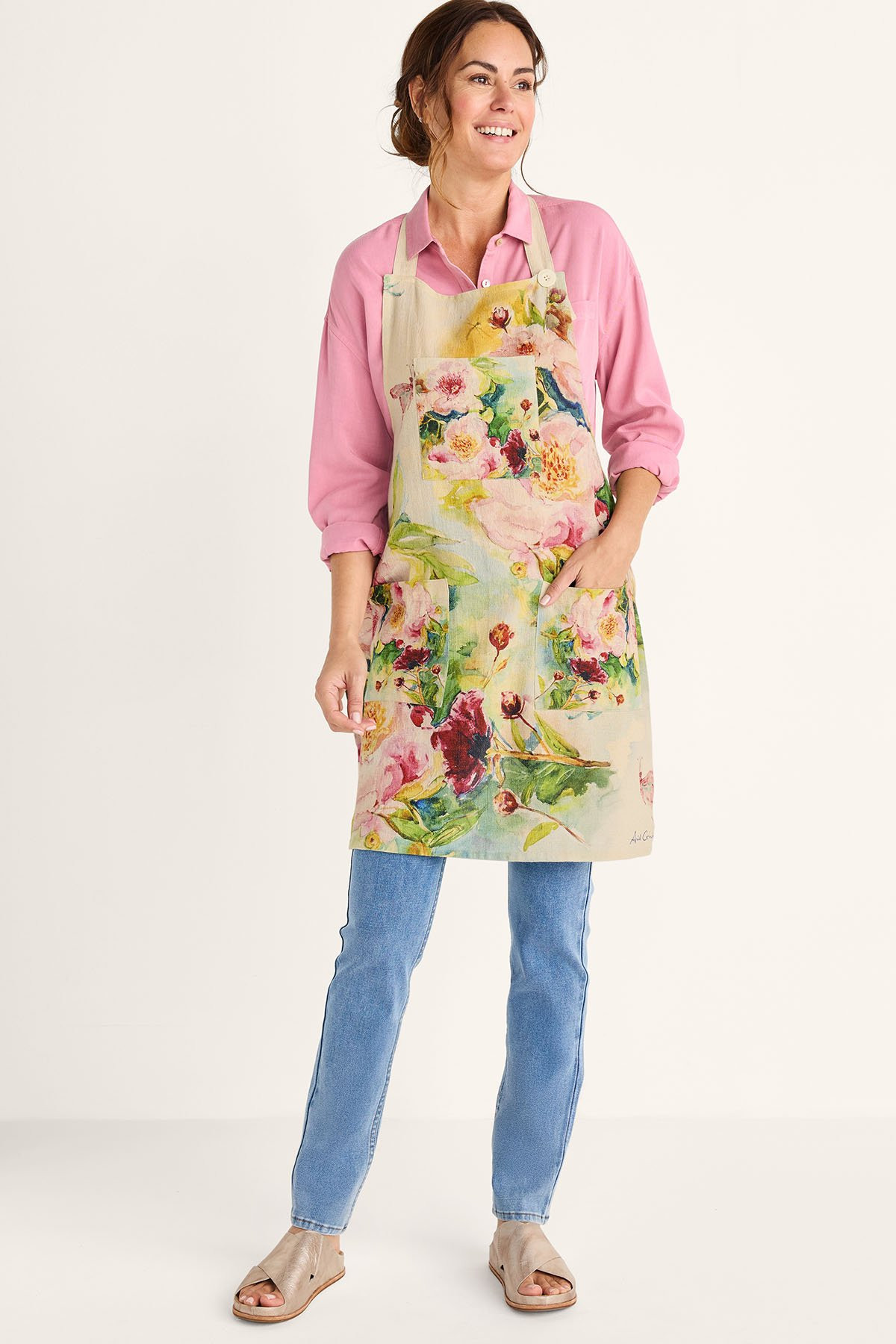 April Cornell Peony Watercolor Chef Apron