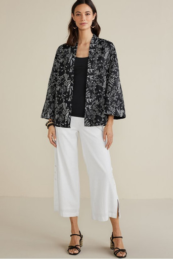Catania Linen Blend Wide Leg Crop Pants - thumbnail 6