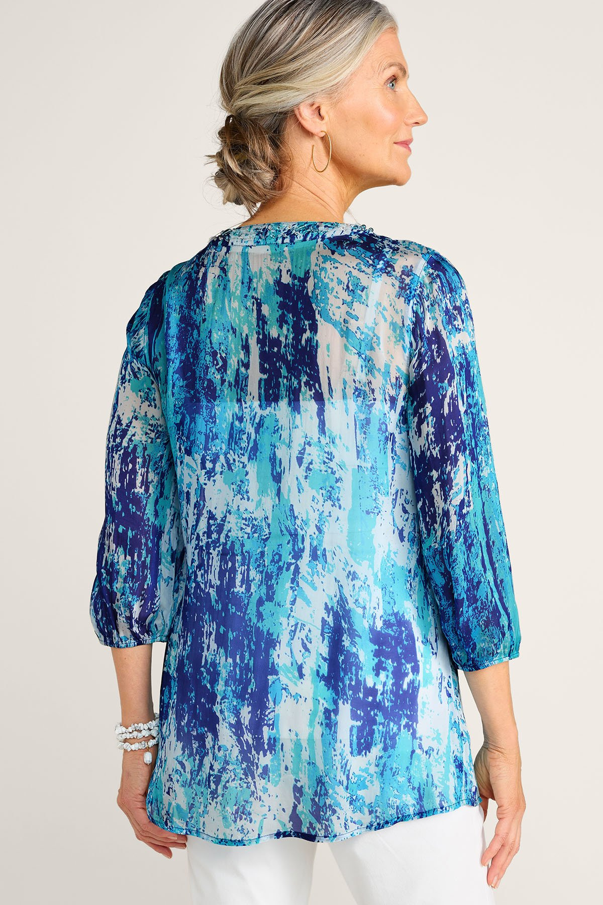 Embellished Abstract Print 3/4 Slv Tunic - thumbnail 2