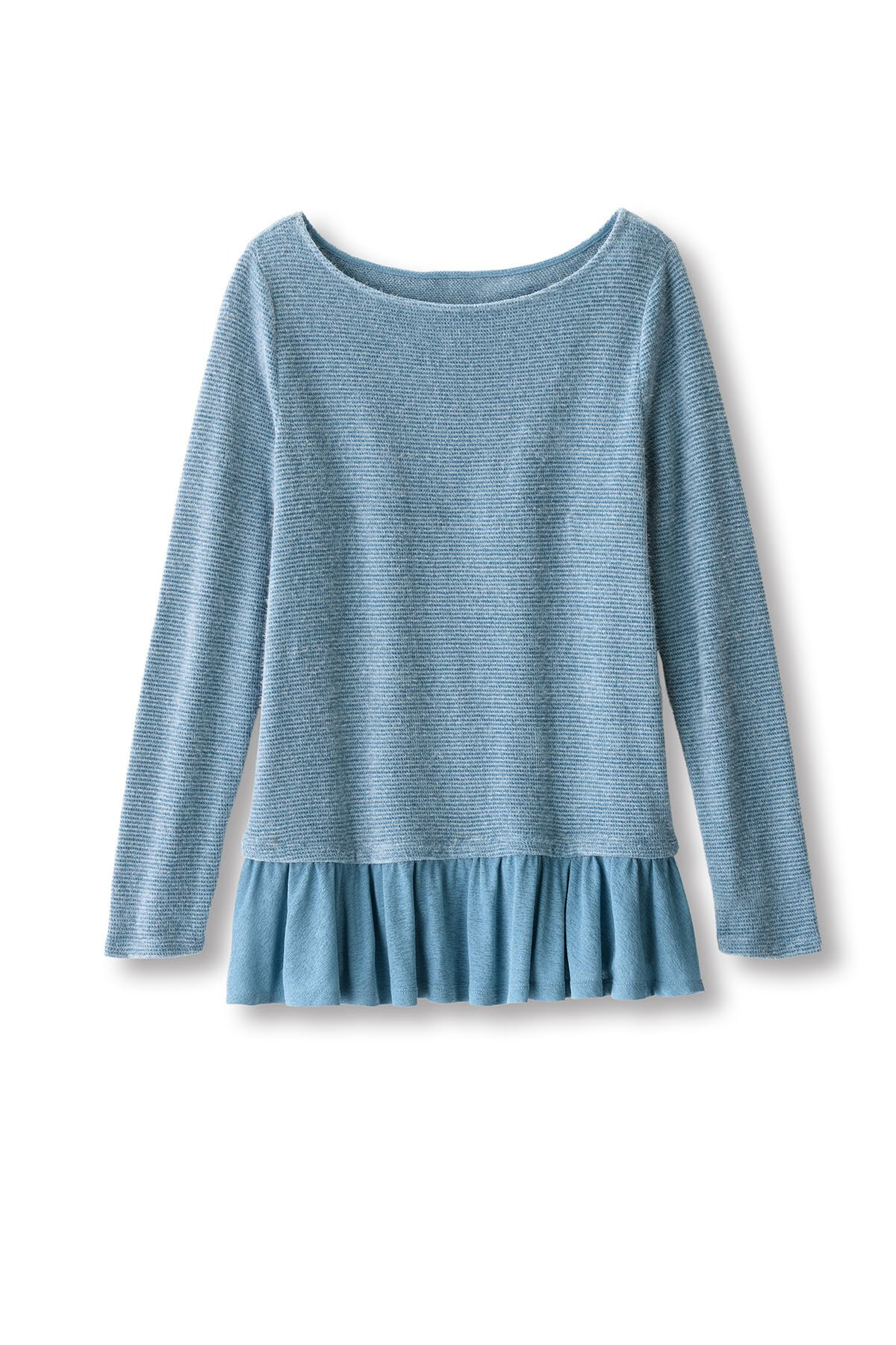 Mixed Knit LS Peplum Top - thumbnail 2