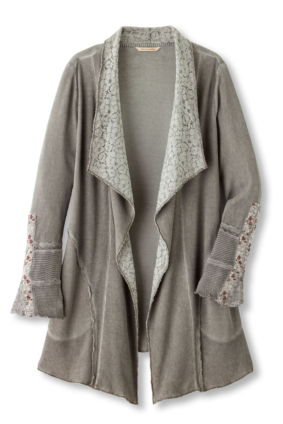 Draped In Lace Waffle Knit Topper - thumbnail 2