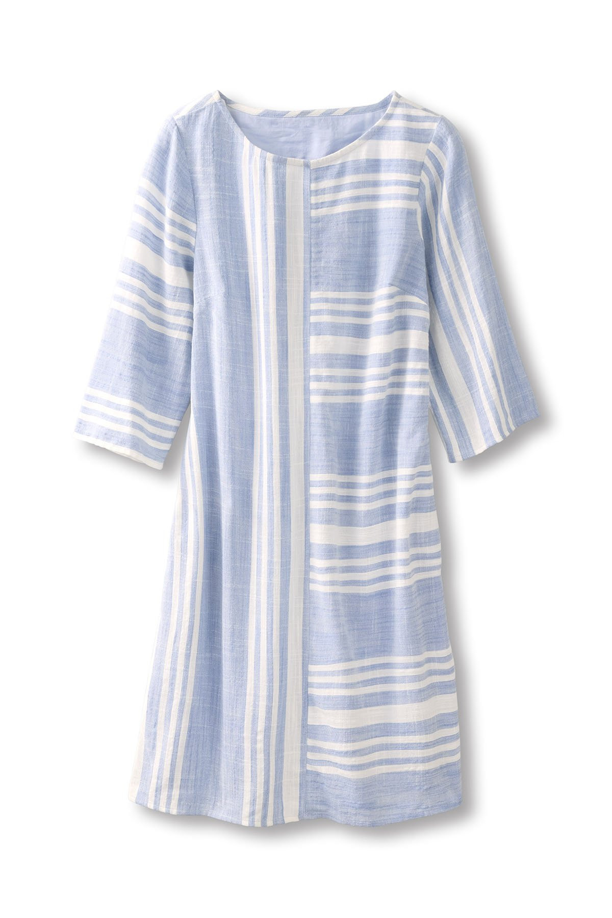 Breezy Striped 3/4 Slv Short Dress - thumbnail 3