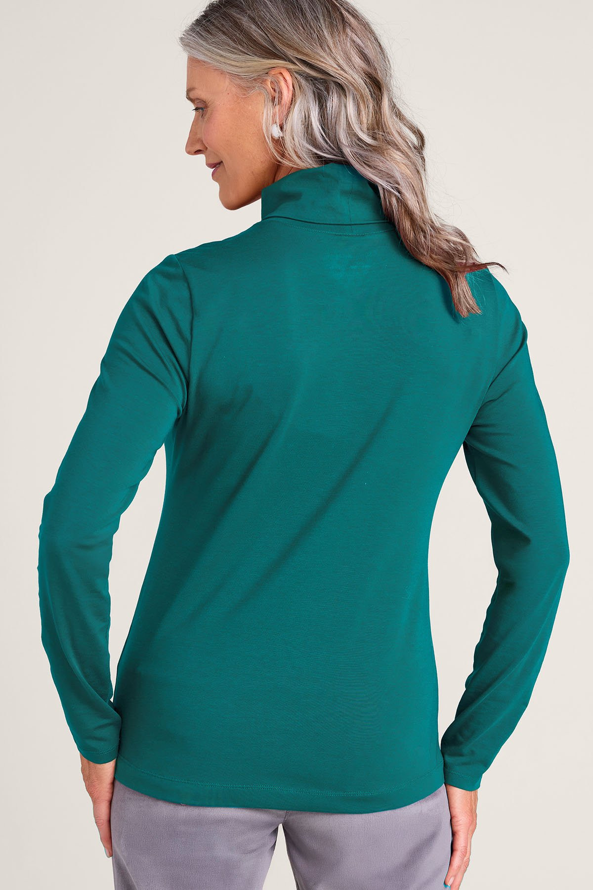 Cotton Stretch Jersey LS Turtleneck Top - thumbnail 4