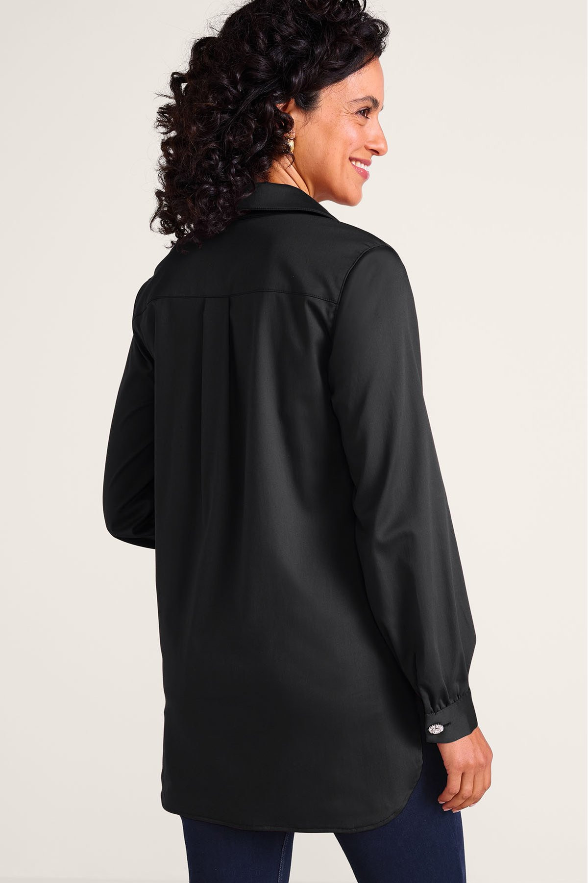 Easy-Care Stretch Woven Popover Tunic - thumbnail 5