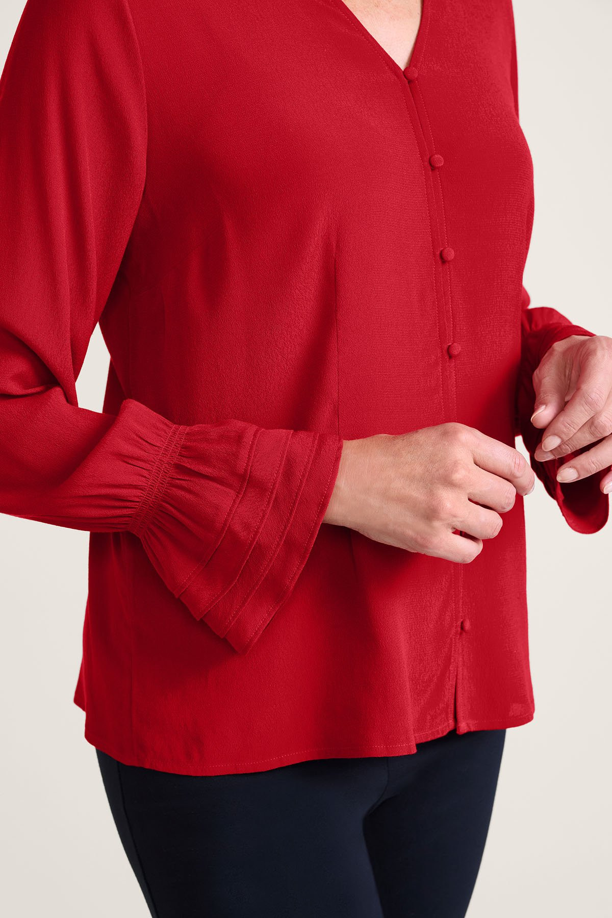 Crepe Btn Front Blouse - thumbnail 5
