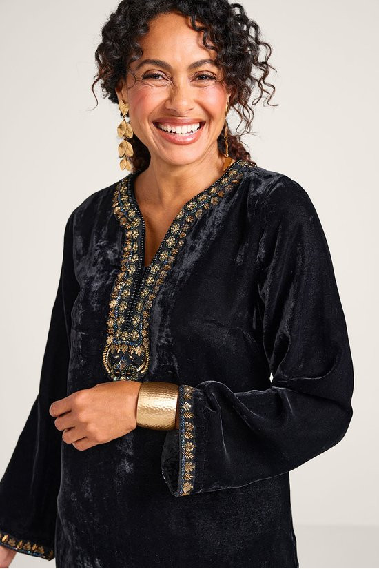 Estrella Embellished Velvet Tunic - thumbnail 5
