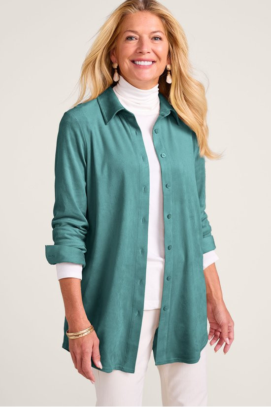 Day To Dusk Faux Suede Big Shirt - thumbnail 2
