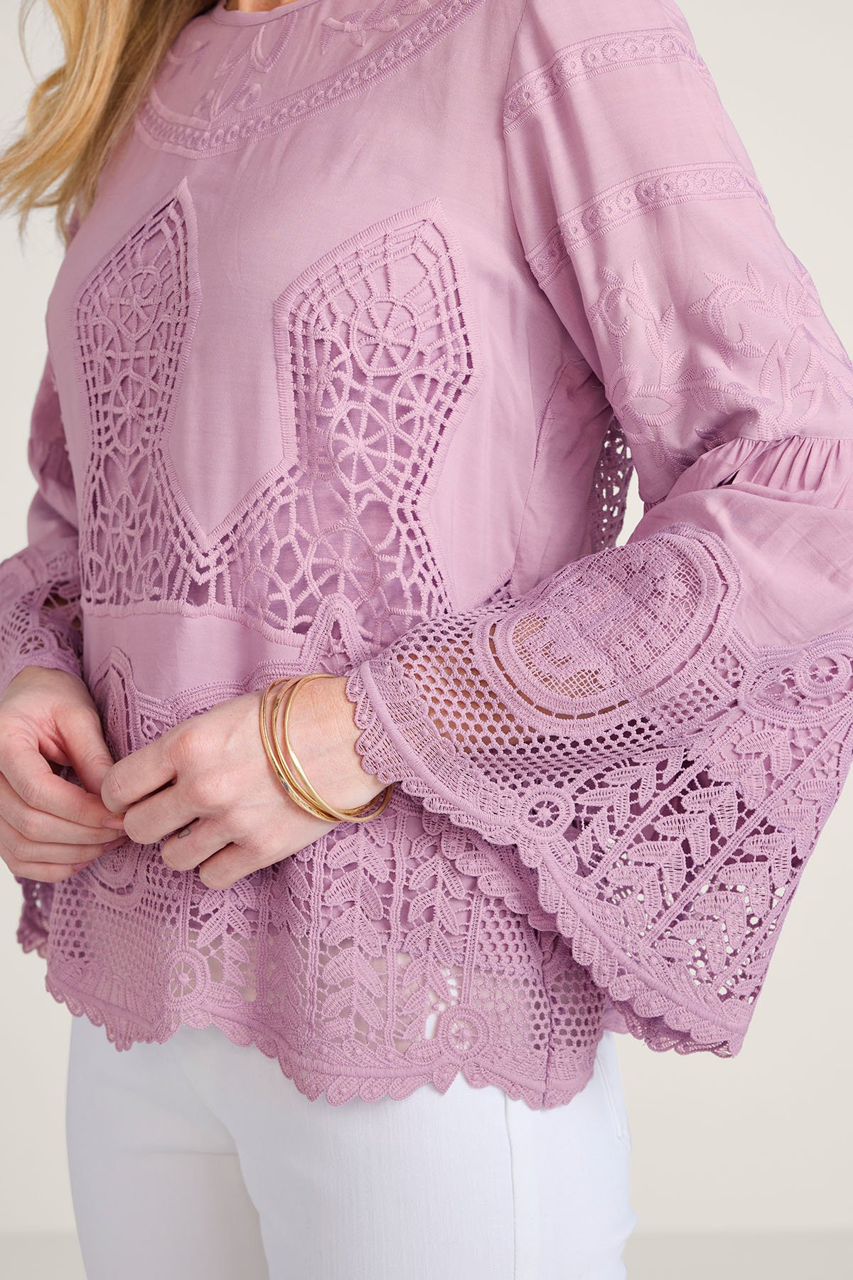Embroidered Lace LS Top And Tank - thumbnail 5