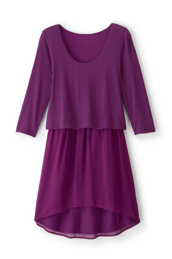 Duet 3/4 Sleeve Knit & Chiffon Tunic - thumbnail 2
