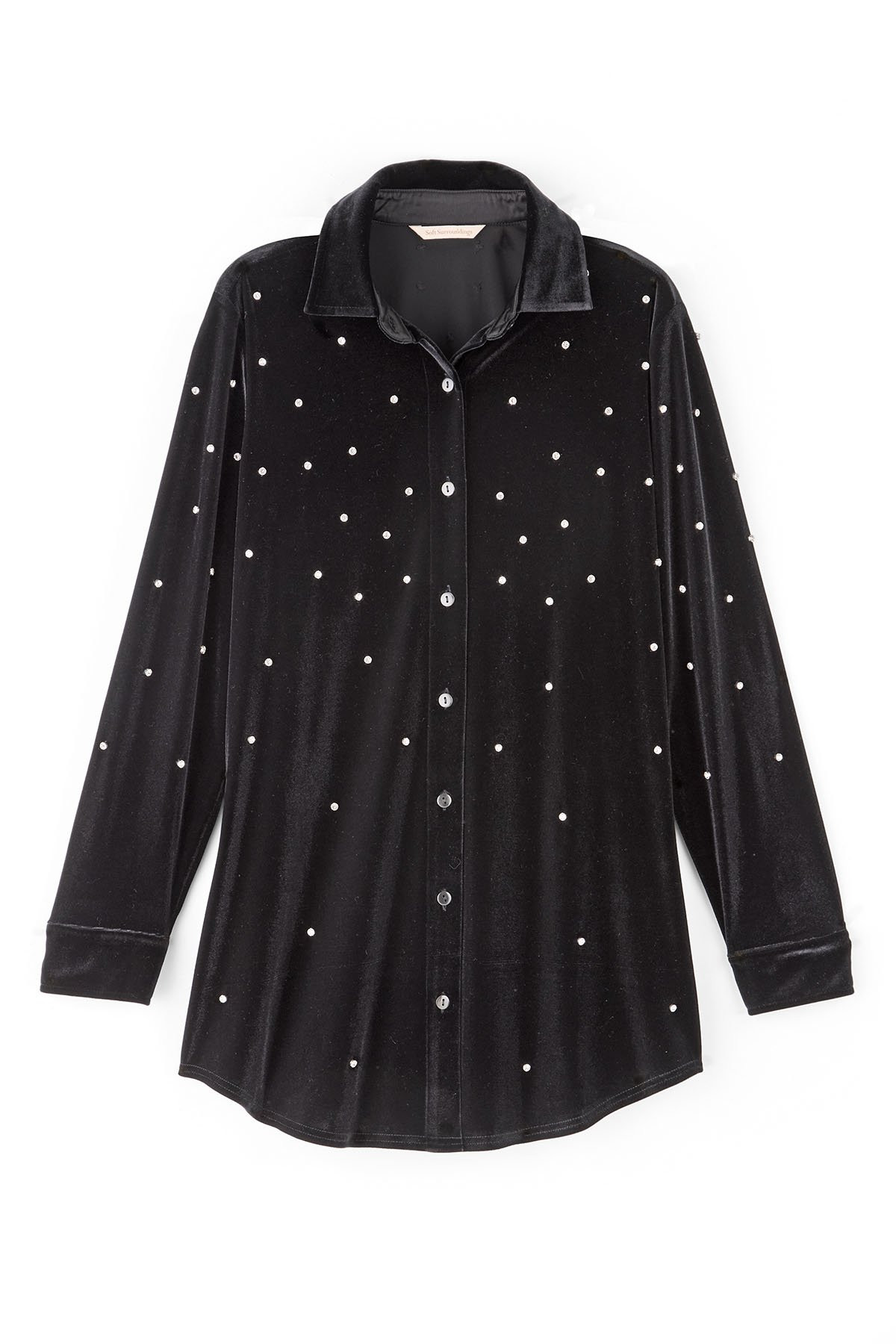 Embellished Velvet Boyfriend Shirt - thumbnail 2