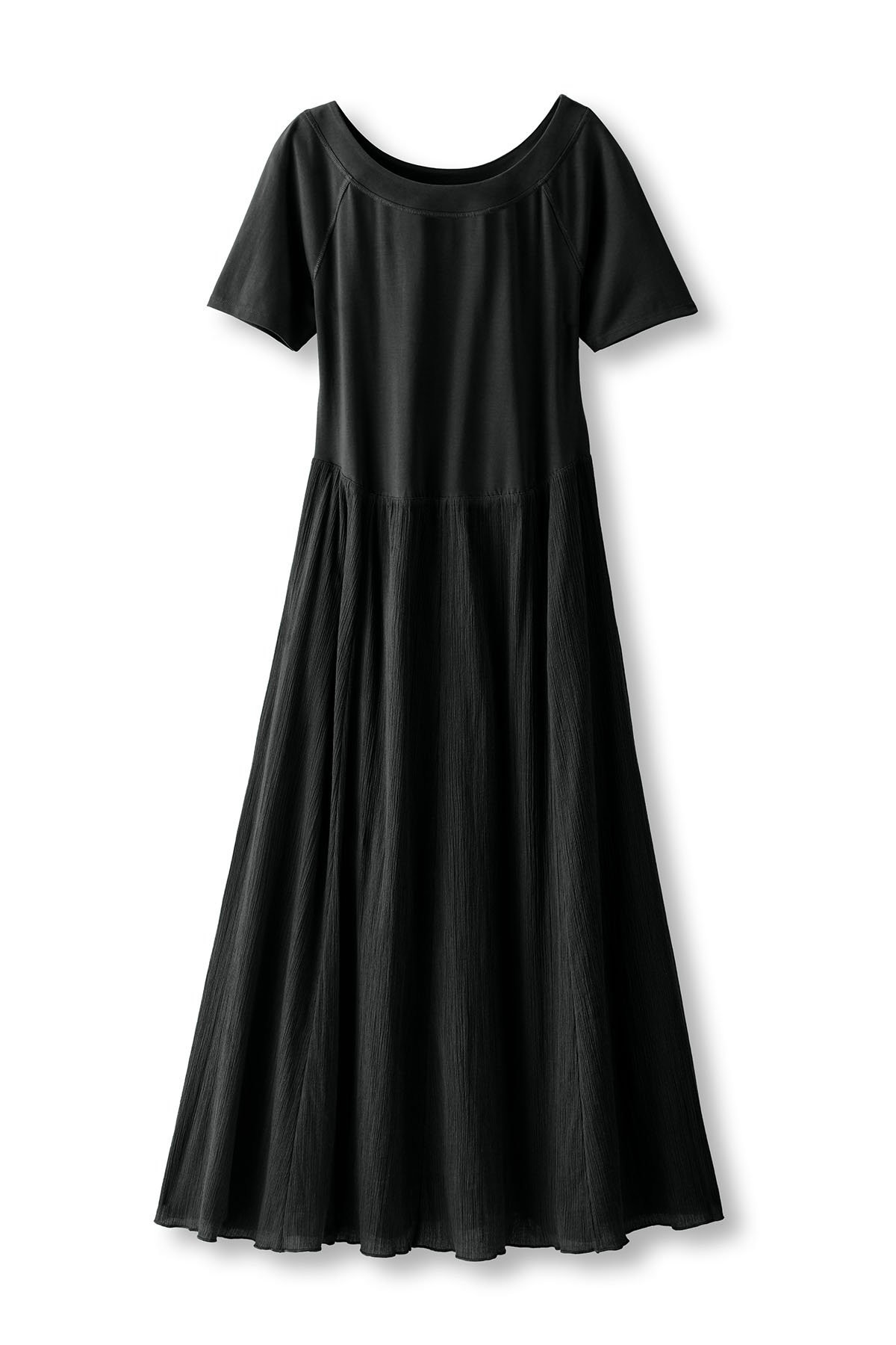 Mixed Media Elbow Slv Maxi Dress - thumbnail 3