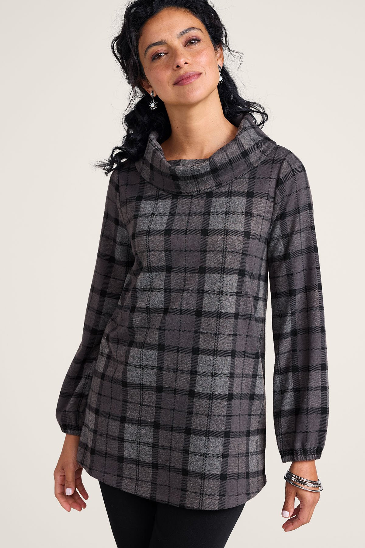 Had Me At Plaid Cowl Knit Tunic
