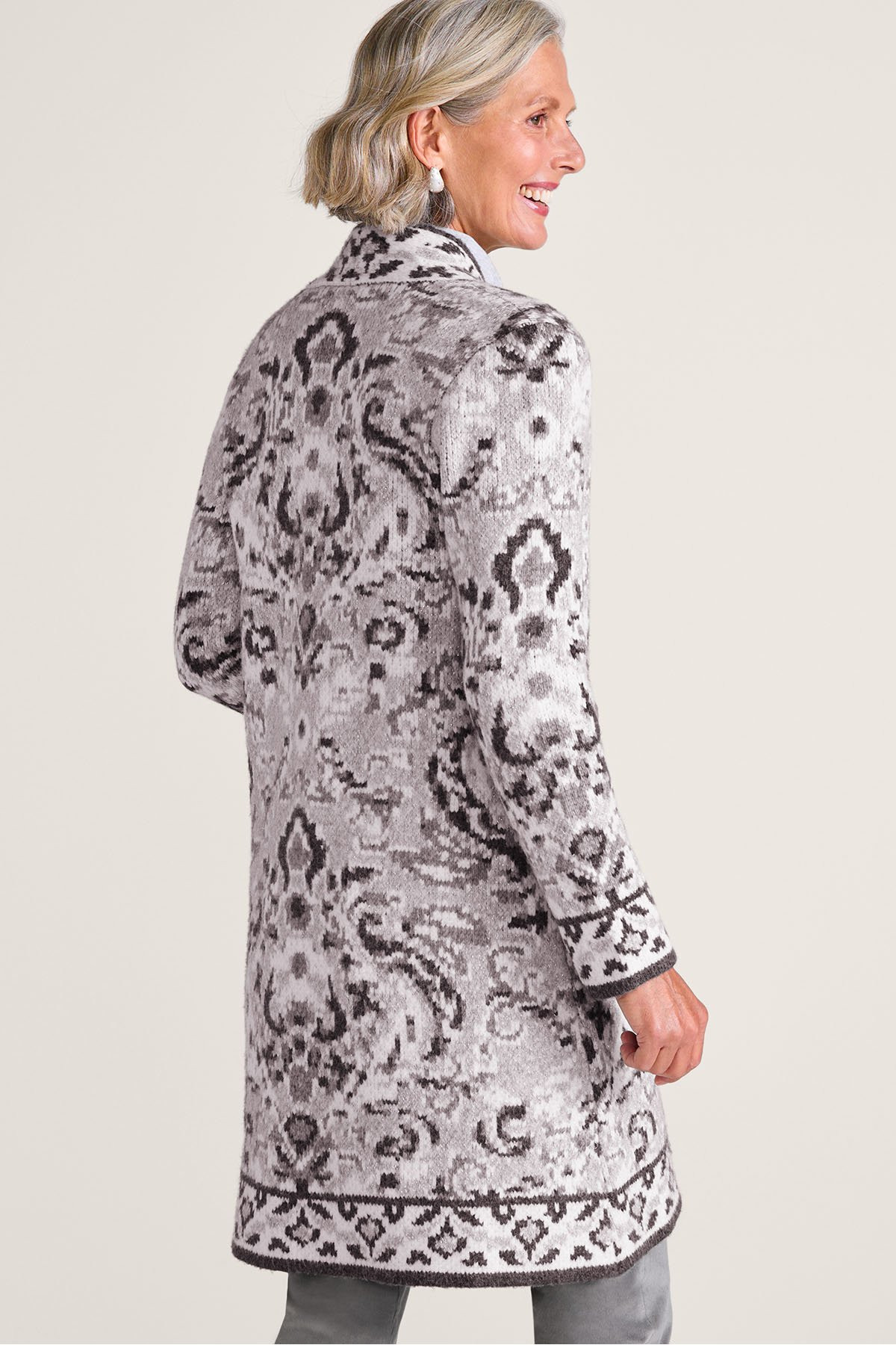 Cirrus Damask Jacquard Long Cardigan - thumbnail 3