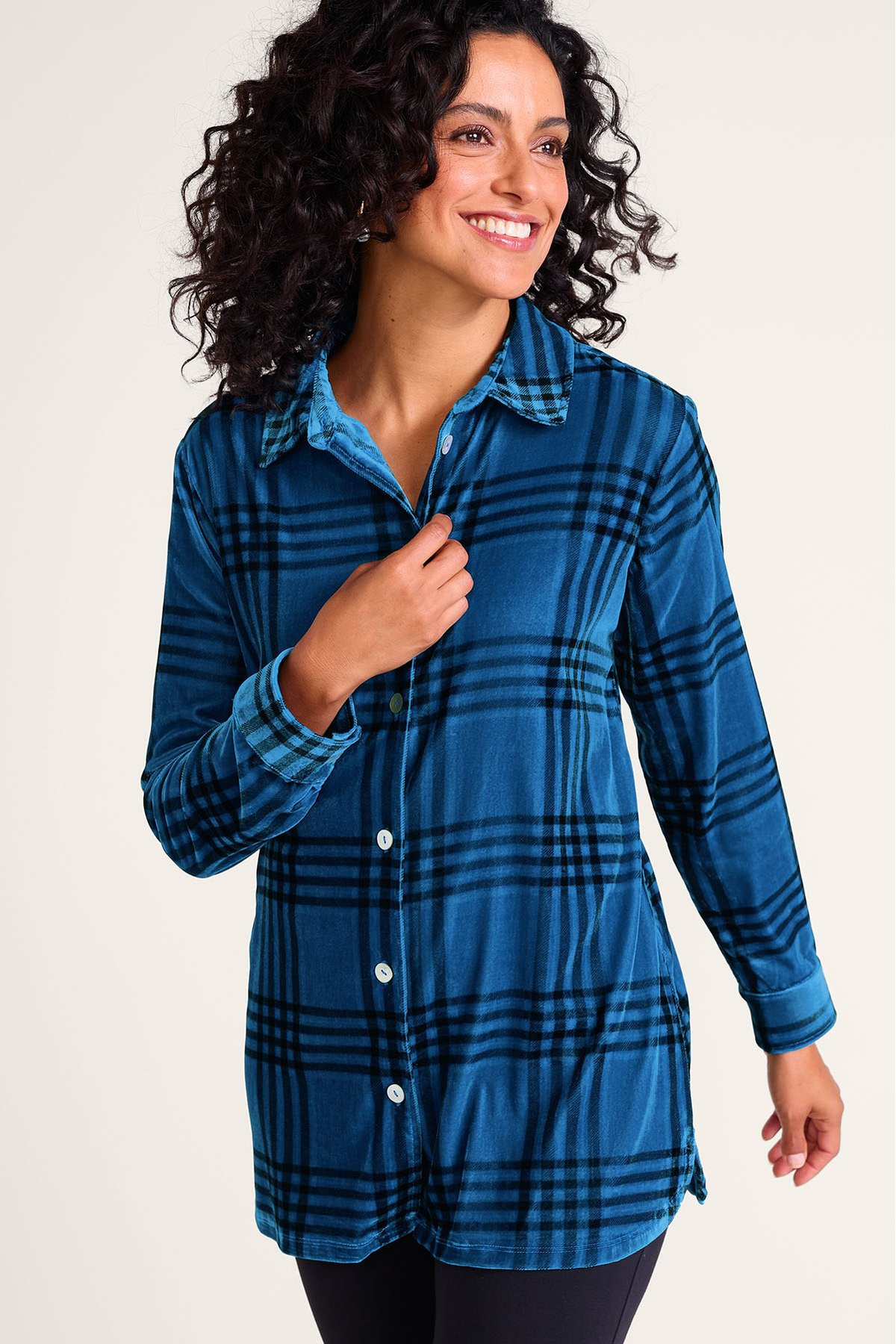Maize Plaid Velvet Tunic - thumbnail 2