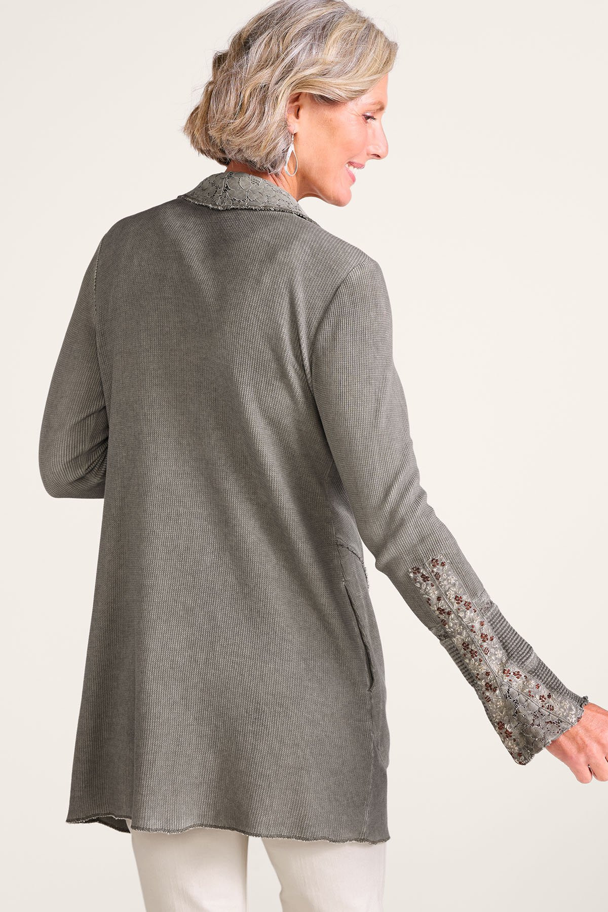 Draped In Lace Waffle Knit Topper - thumbnail 4
