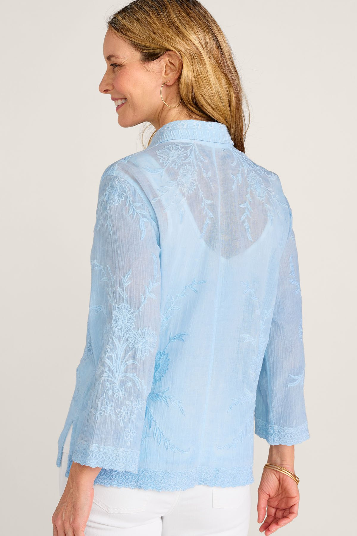 Embroidered Cotton Bracelet Slv Big Shirt - thumbnail 4